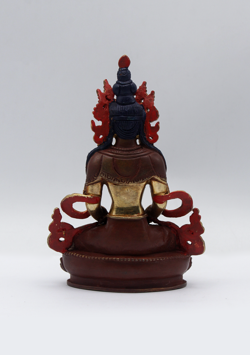 Partly Gold Plated Copper Aparmita Statue 5.5"H