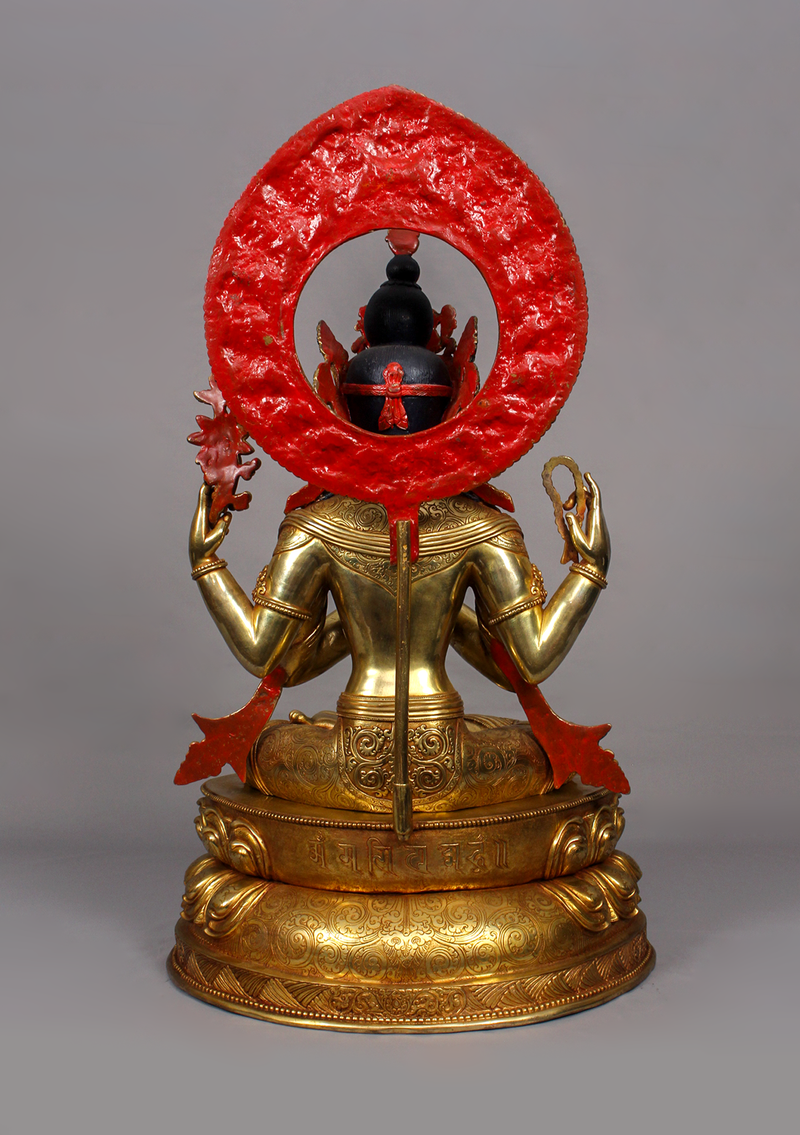 Fully Gold Plated Chenrezig Statue 1.7 feet high