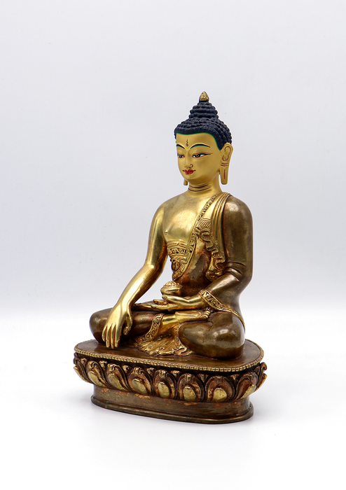 Partly Gold Plated Shakyamuni Buddha Statue 8"H