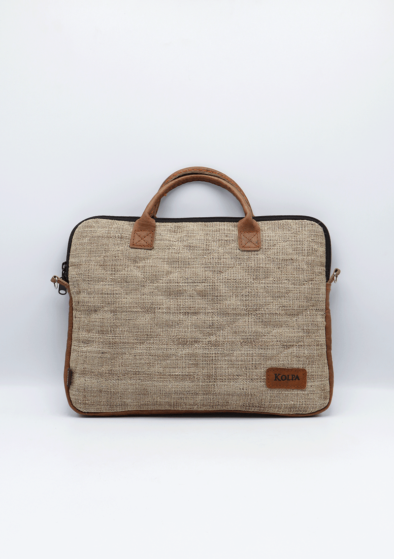 Handcrafted Nettle with Leather Dolpa Laptop Bag SINGLE PIECE