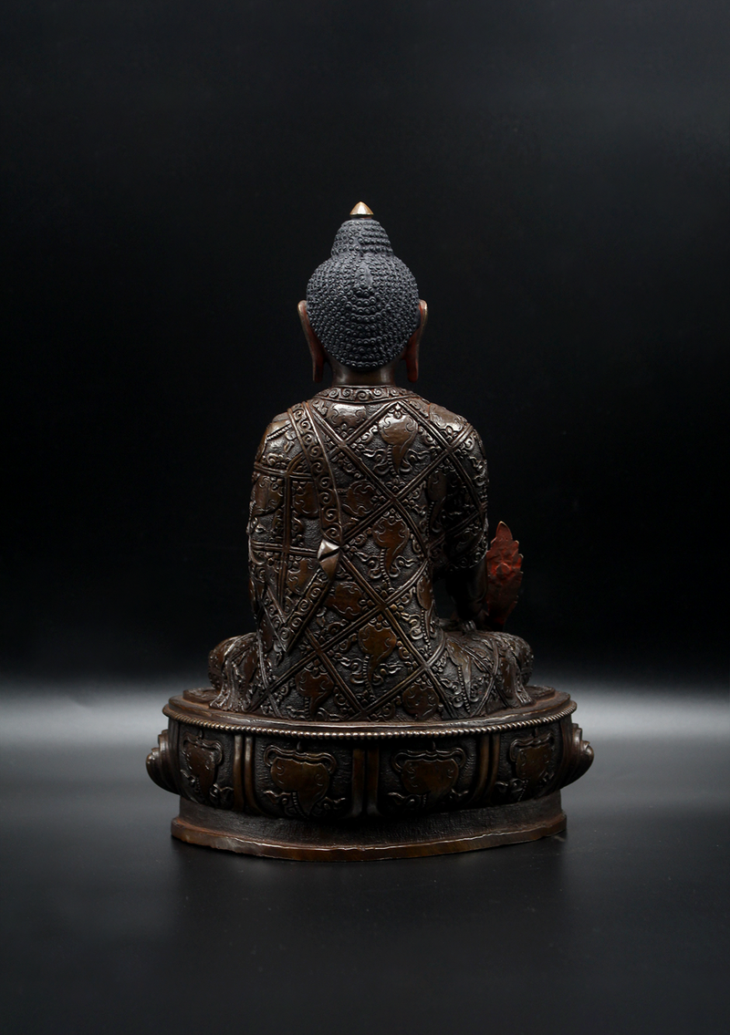 Copper Medicine Buddha Statue 9"H
