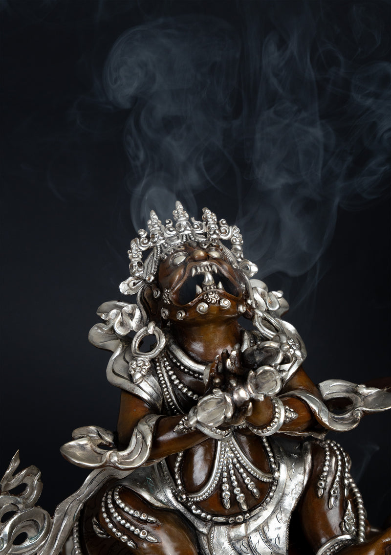 Silver  Plated Copper Vajradhaka Statue 12.5"H