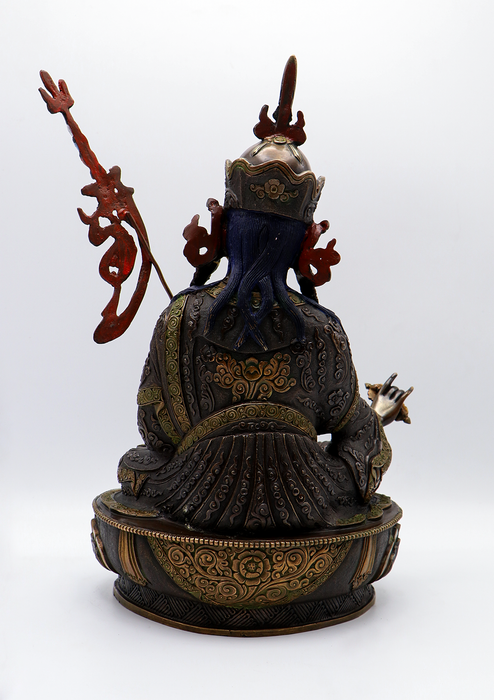 Copper Oxidized Guru Padmasambhava Statue 14.5"H