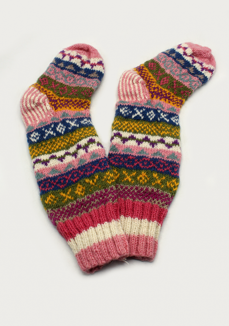 Handknitted Multicolor Woolen Knee High Socks