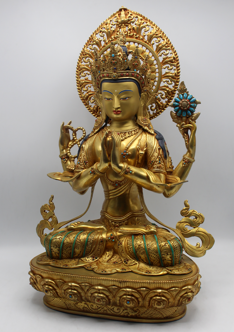 Masterpiece 24 K Gold  Chenrezig Statue 21"H