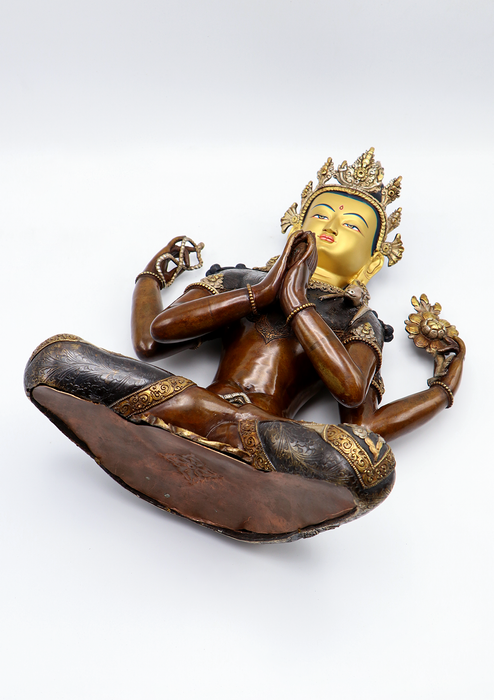 Maserarts Copper Oxidize Silver Ornaments Chenrezig Statue 15"H