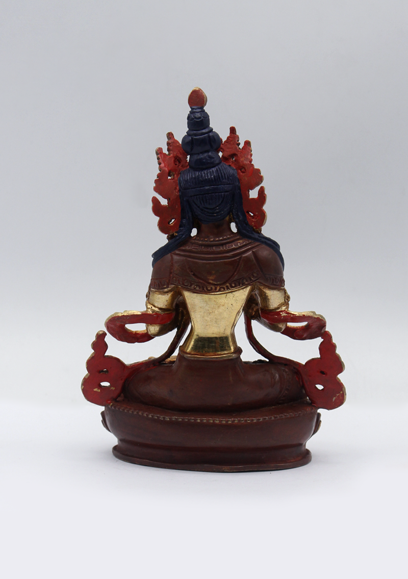 Partly Gold Plated Copper Vajradhara Statue 5.5"H