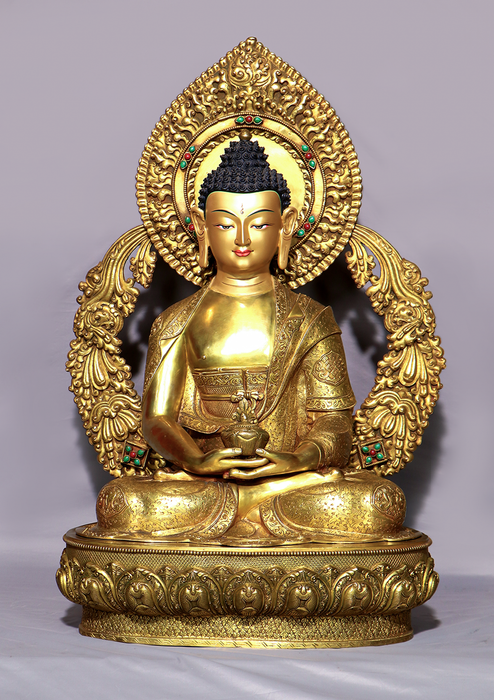 Mastercrafted  24 K Gold Gilded  Amitabha Buddha Statue 25.5"H