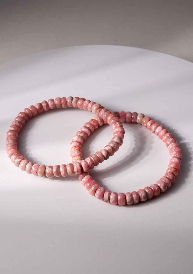 Rhodochrosite Beads Strechy Wrist Bracelet 6mm