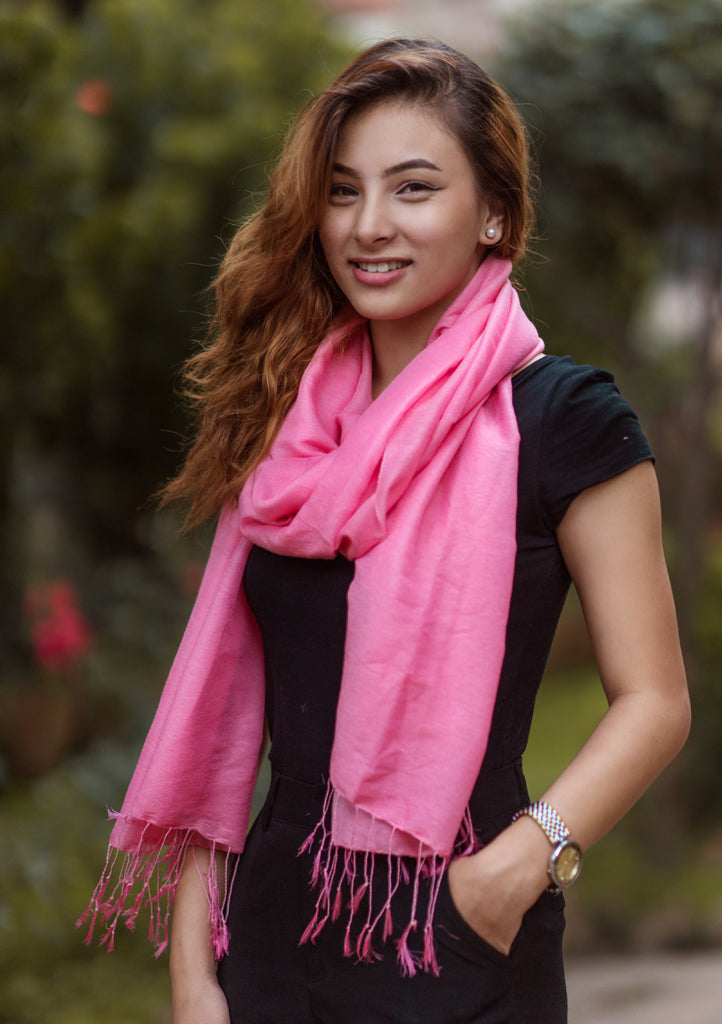 Georgous Pink Shiney Water Pashmina Shawl