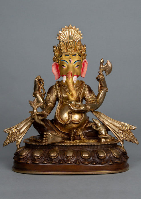 Partly Gold Plated Ganesh Statue 12"H