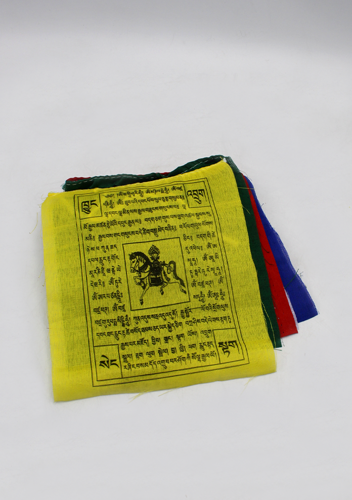 Set of 5 Cotton Windhorse Prayer Flags, Tibet Flags