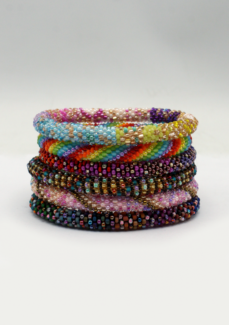 Bohemian Style Roll on Beads Bracelet Six Color Set