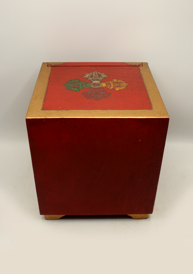 HandCrafted Tibetan Wooden Box for the Ritual Treasure Vase- Conch