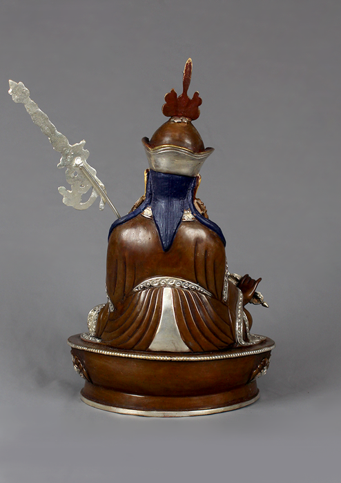 Guru Rinpoche Silver plated Copper Statue 9" H