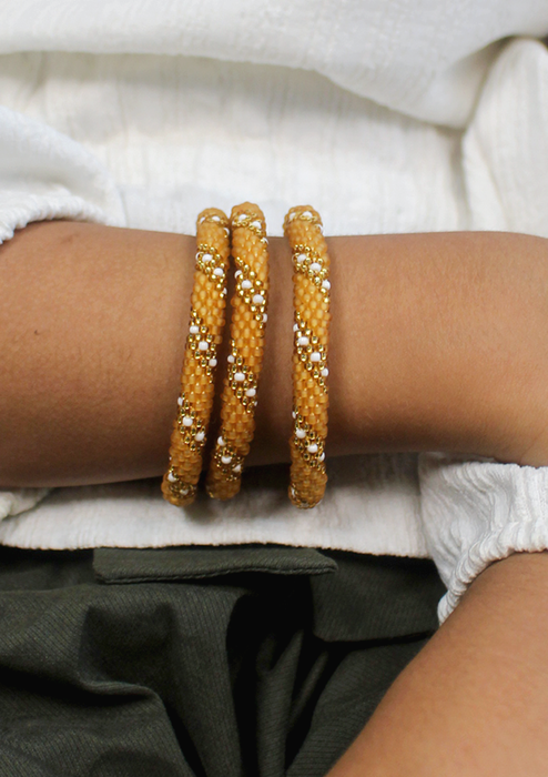 Hash Brown Roll on Beads Nepalese Bracelet for Kids