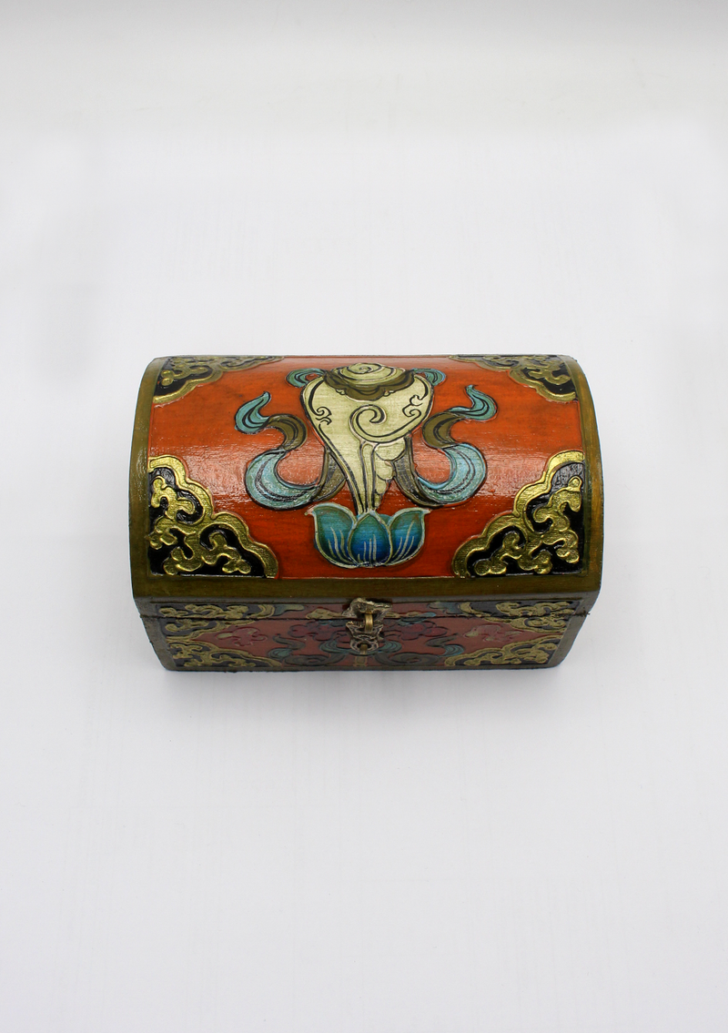 Handpainted Tibetan Wooden Optical Boxes with Conch - Medium