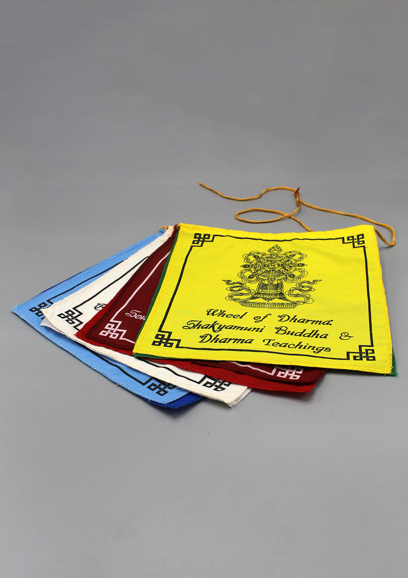 Tibetan Lucky Symbols Cotton Hemmed Prayer Flags