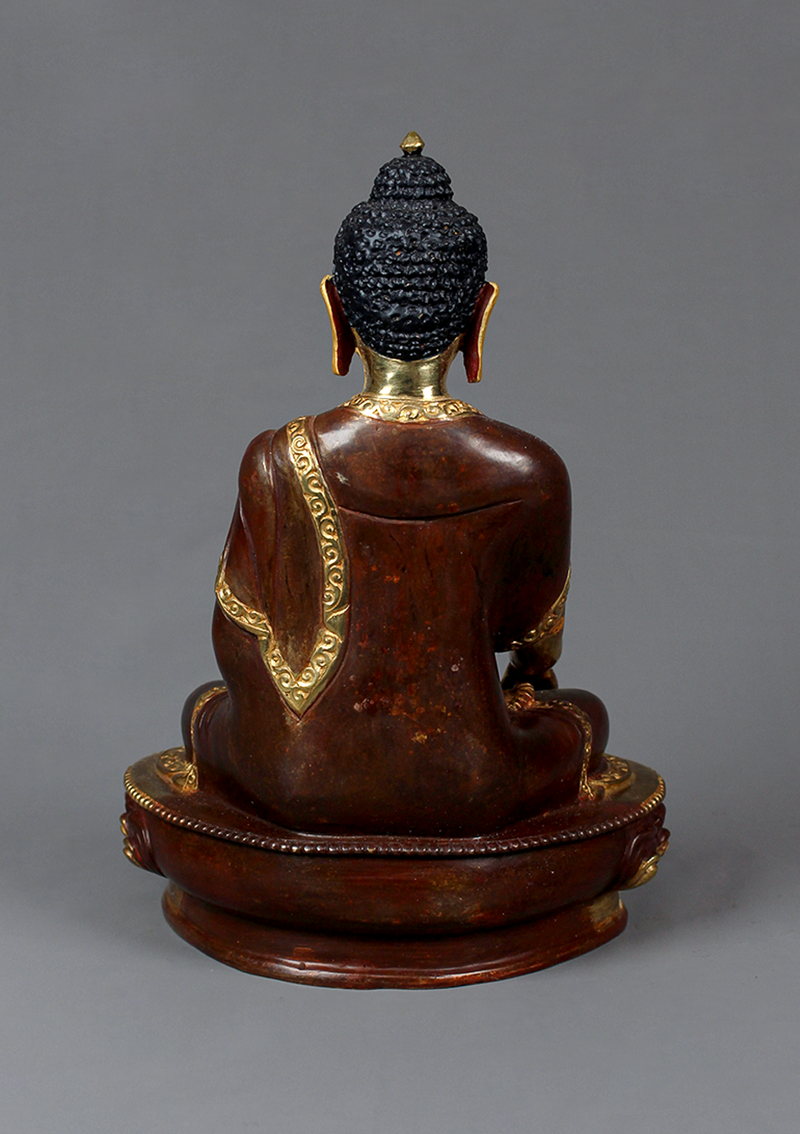 Partly Gold Plated Shakyamuni Buddha Statue 8.5" H