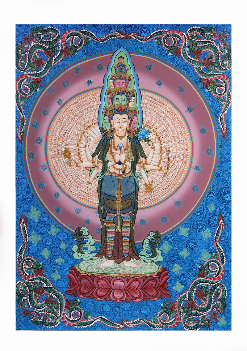 Avalokiteshvara Brocade Thangka Painting