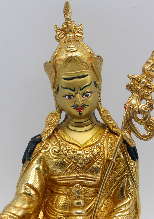 Fully Gold Plated Guru Padmasambhava Statue 8" H
