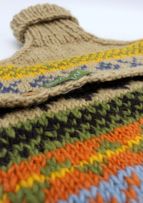 Handknitted Beige Color Woolen Hot Water Bag Cover