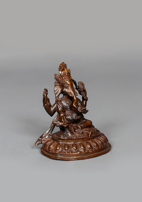 Copper  Oxydized Ganesha Statue 3.6" H