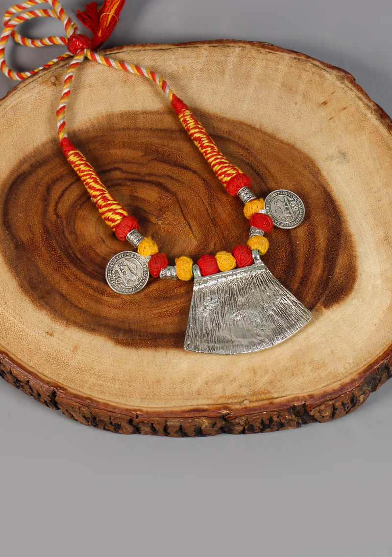 Elegant White Metal Tribal Pendant from Nepal