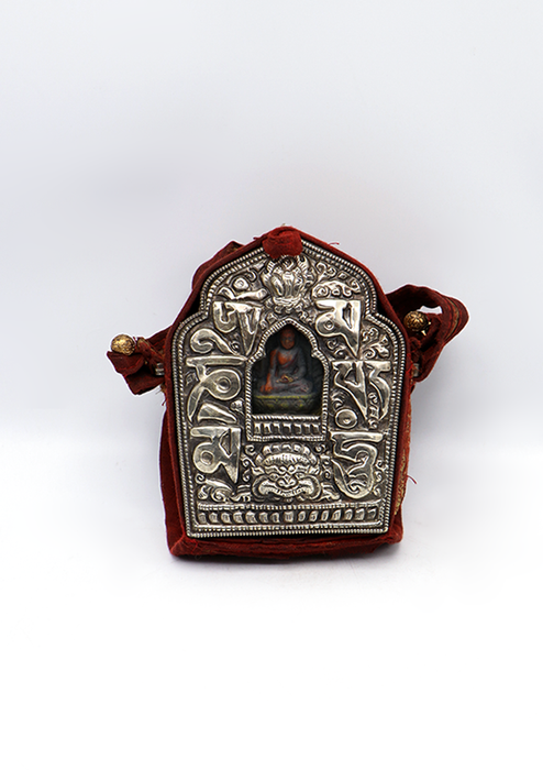 Hand Carved White Metal Shakyamuni Ghau Pendant