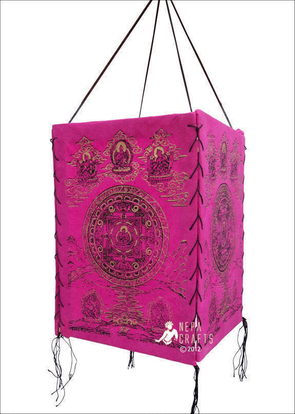 Square Mandala Print Lokta Paper Lamp Shade
