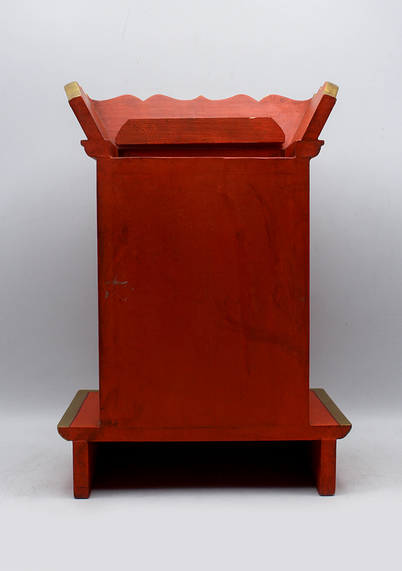 Parasol Tibetan Wooden Shrine Altar Box with Glass