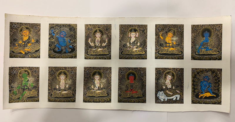 Mini Thangka Custom Listing - Black & gold 4 x 5cm