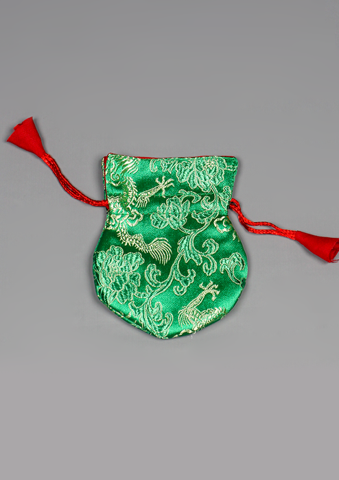 Silk Brocade Colorful Flower Design Drawstring Mala Pouch