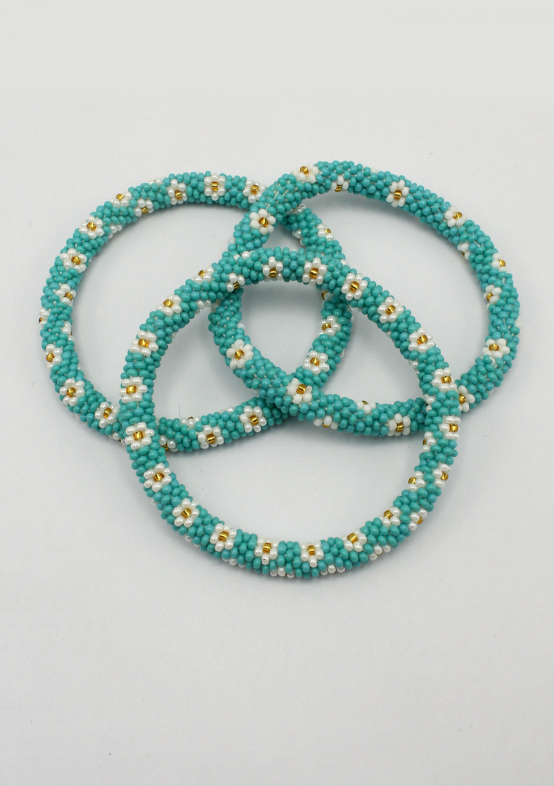 Ocean Blue  Reef Roll on Beads Bracelet