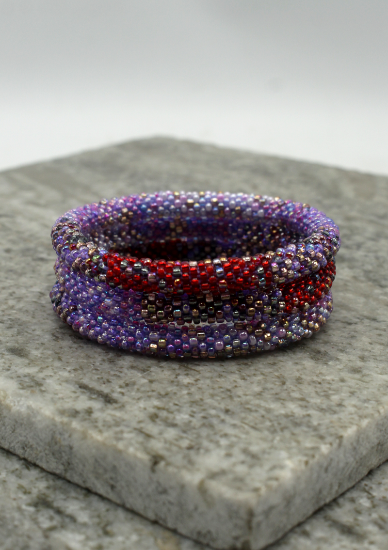 Purple Rain Roll on Beads Bracelet