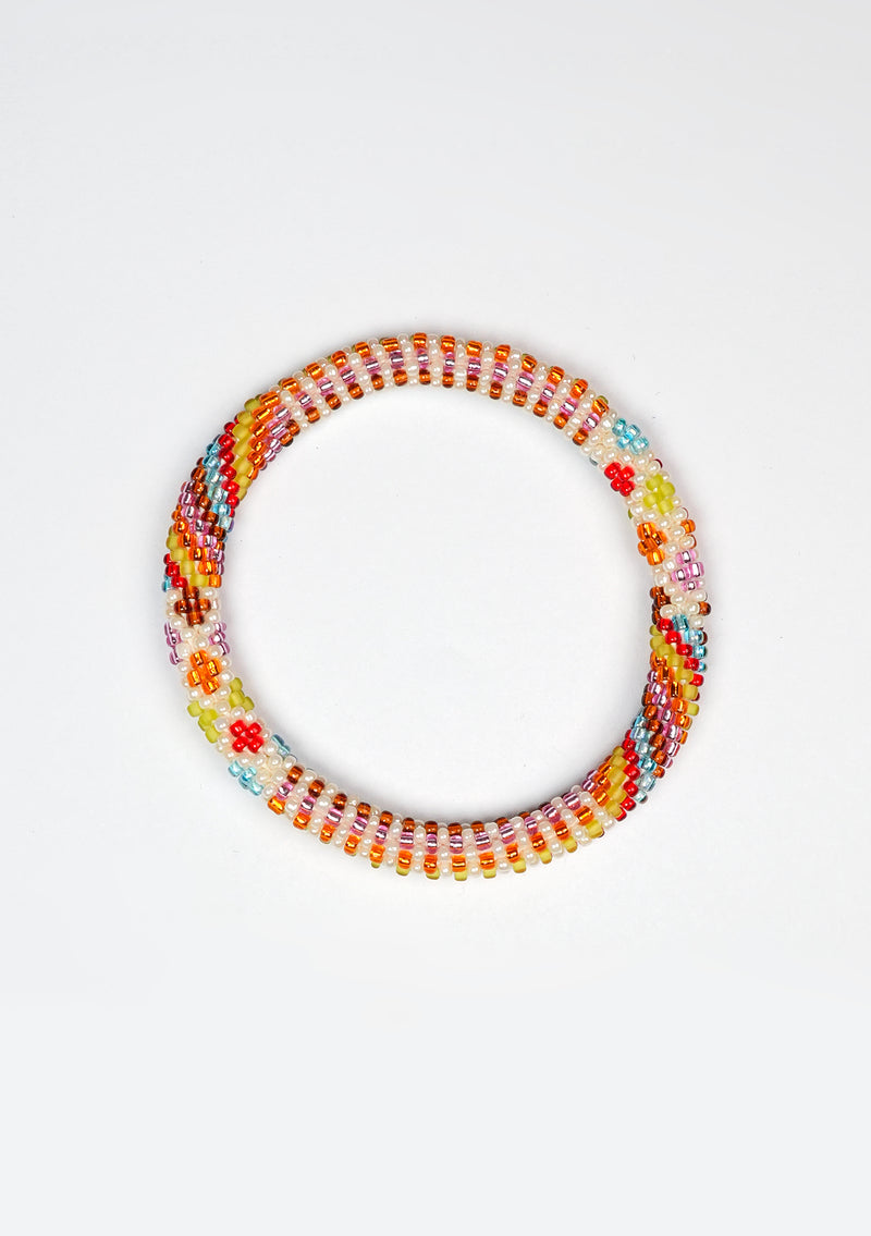 Colorful Stripy Design Nepalese Roll Bead Bracelet Handmade Jewelry