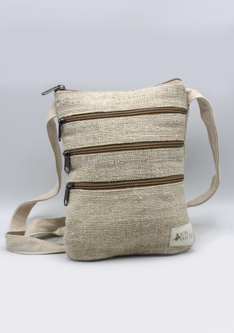Multi zipper Hemp Passport Travel Bag