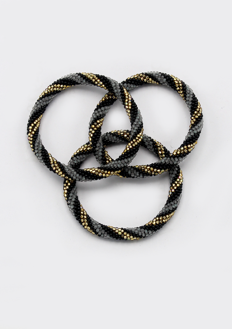 Roll on Beads Disco Black Gold Spiral Roll Bracelet - NEW BATCH