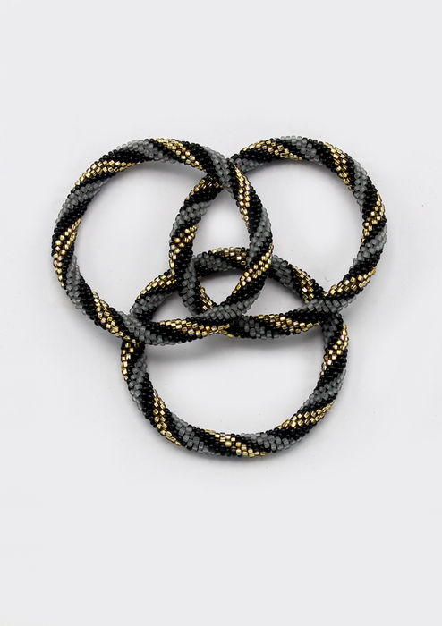 Roll on Beads Disco Black Gold Spiral Roll Bracelet - NEW BATCH