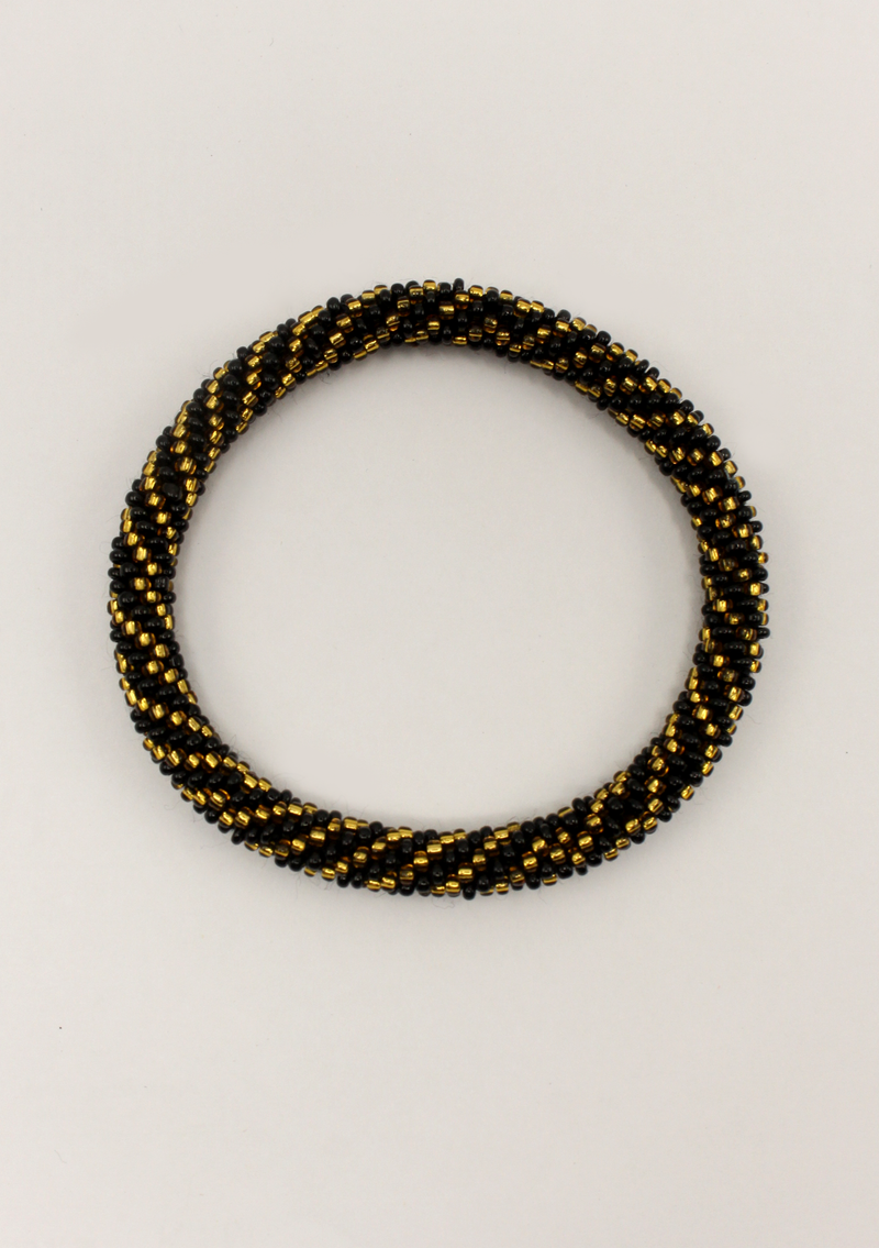 Golden Black Roll on Beads  Nepalese Bracelet