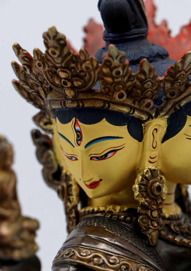 Partly Gold Plated Namgyalma Statue 9"H