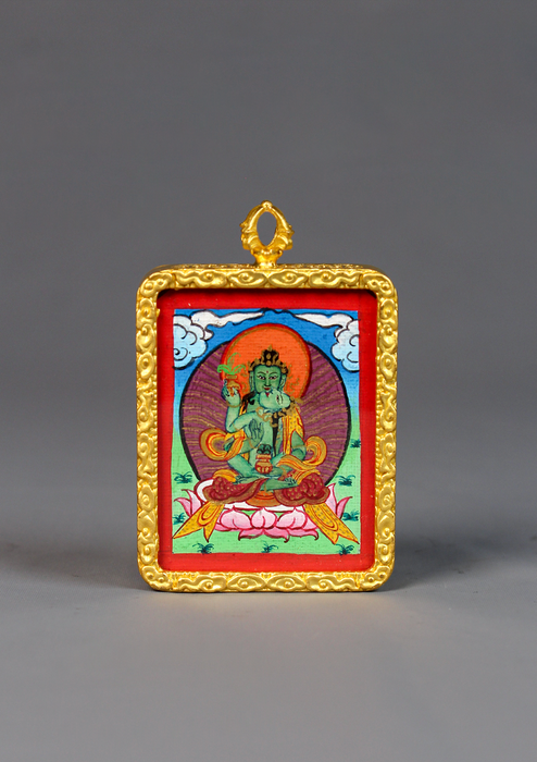 Samantabhadra Mini Thangka Amulet Pendant
