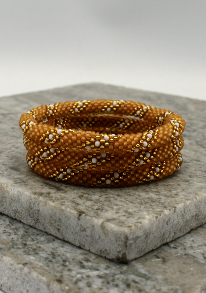 Hash Brown Roll on Beads Nepalese Bracelet