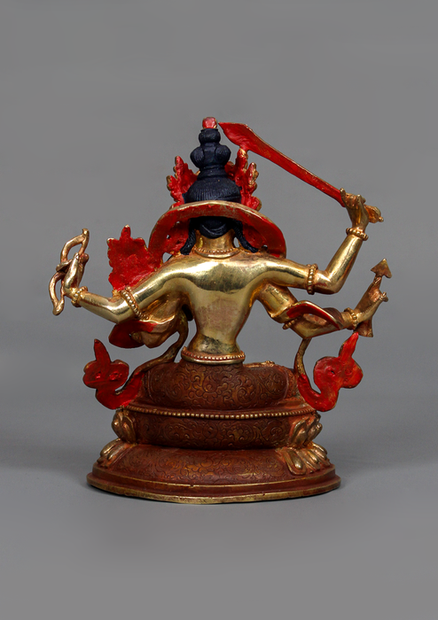 Partly Gold Plated Maha Manjushree Statue 6.25" H