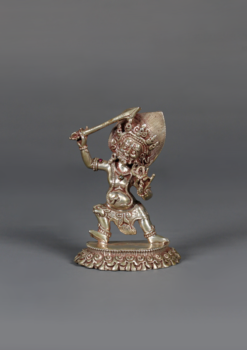 Sterling Silver 925  Khadga Pani Mahankal Statue 9 cm