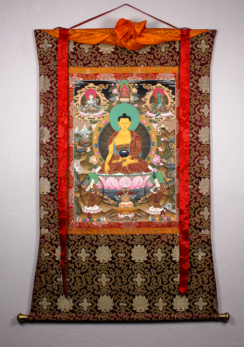 Shakyamuni Buddha Brocade Thangka Painting
