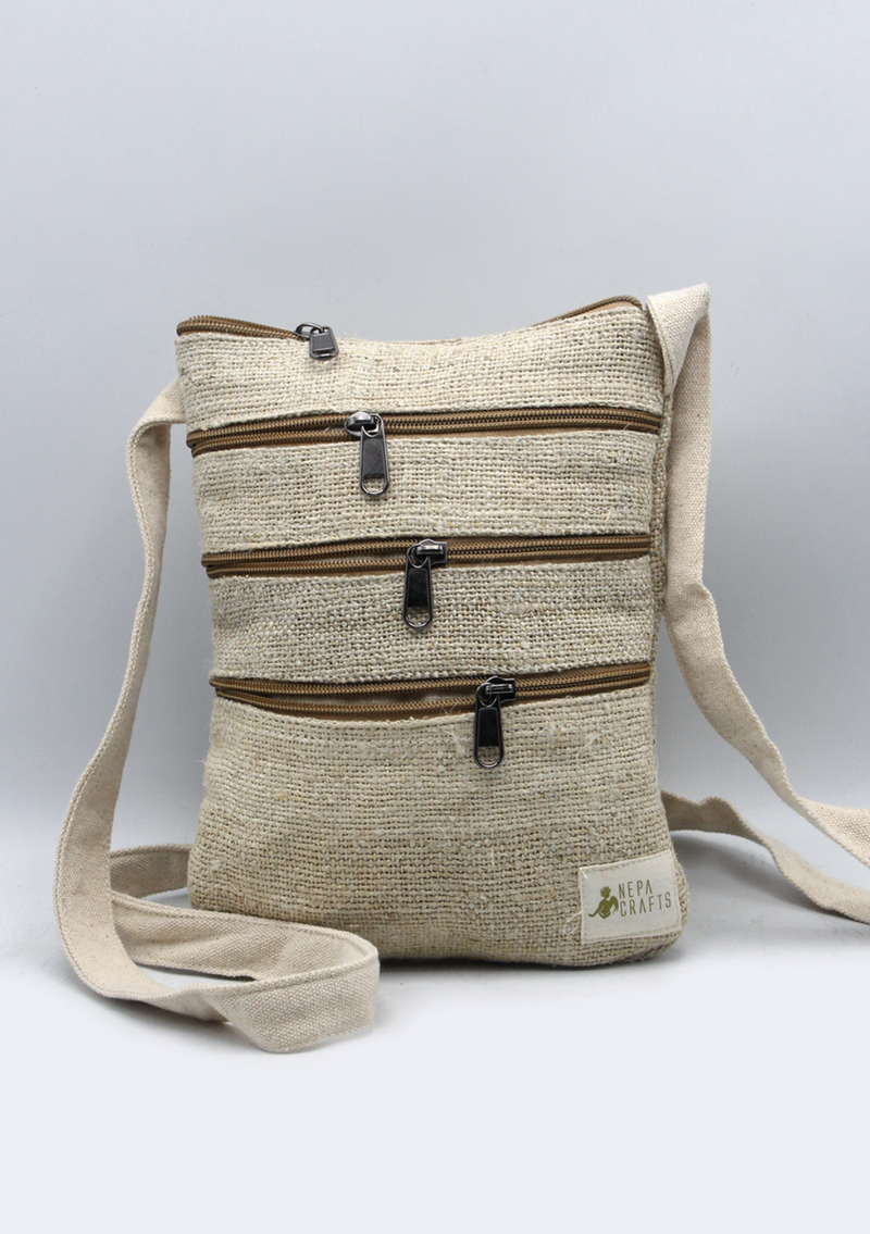 Multi zipper Hemp Passport Travel Bag