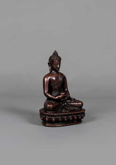 Copper Buddha Trinity Statue Set 4.75" H