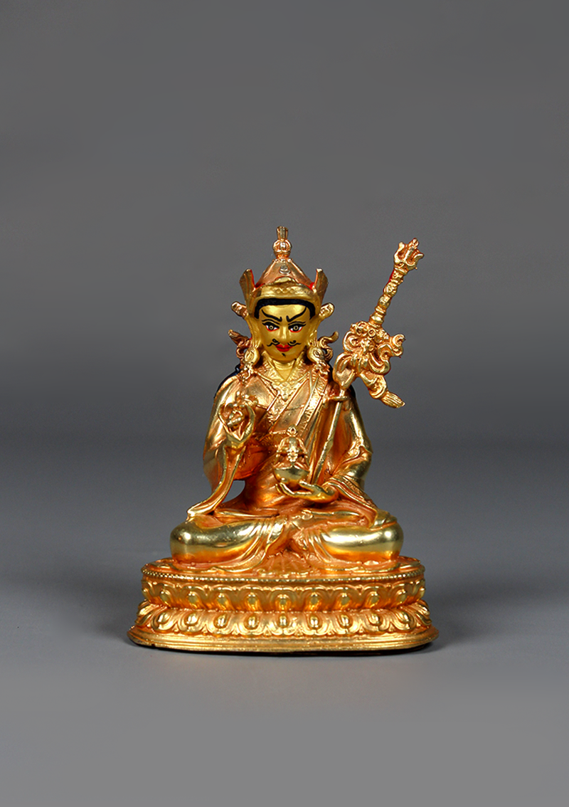 Fully Gold Electroplated Guru Rinpoche Statue 4"