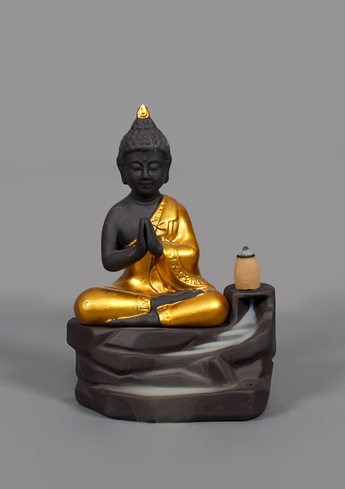 Meditating Buddha Waterfall Backflow Incense Burner